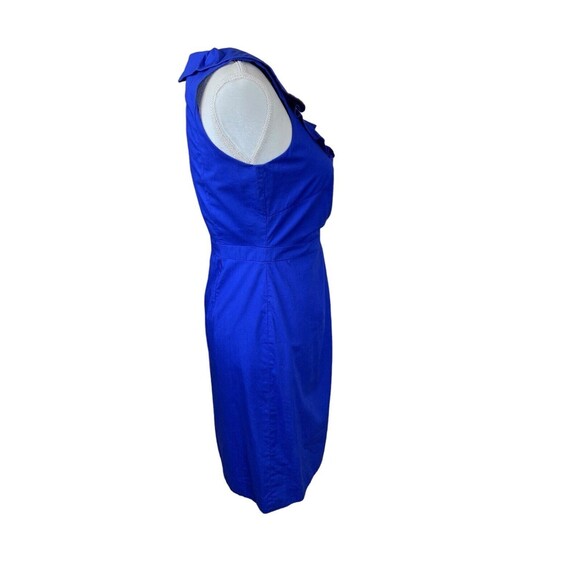 J.Crew Sleeveless Dress Women's Size 2 Faux Wrap Lined Ruffle Neck Cobalt Blue - Picture 7 of 16